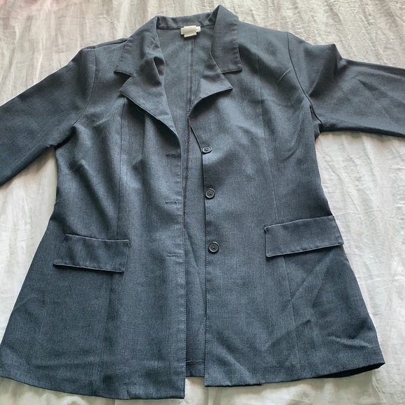 Vintage Rosebuds Charcoal Grey Pantsuit Size Large - Picture 4 of 9
